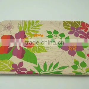 Anhui Green Selling Green Bamboo Fibre Natural Biodegradable Dishes Tray for Home Party thumbnail-3