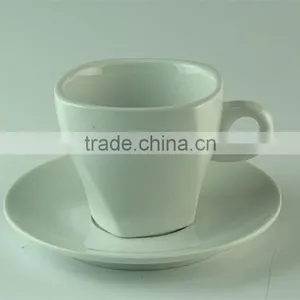 250ml Cheap White Ceramic Coffee Cup With Saucer thumbnail-1