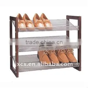 H1318 3-Tier Shoe Rack With Wood Side Frame thumbnail-1