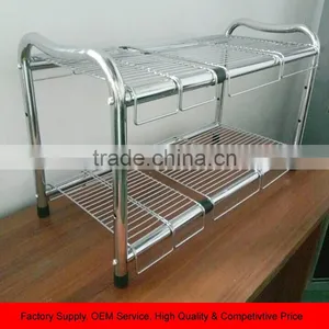 Under Sink 2 Tier Expandable Organizer Shelf Silver thumbnail-1