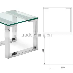 Square Polished Durable Stainless Steel Living Room End Side Table With Acrylic thumbnail-3