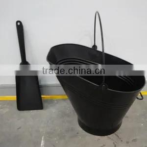 Black Shovel Wooden Handle Large Black Coal Hod/fire Tools/BBQ Wood Collector/Portable Ash/coal Bucket/pails thumbnail-1