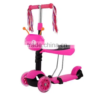 3 in 1 Scooter Factory Price 3 Wheel pu Flashing Aluminum Mini Kids Scooter Cheap Sale thumbnail-1