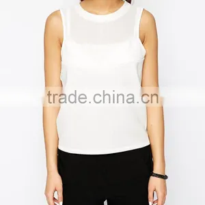 Hot Sale Mesh Yoke Perforated Design Tank With Crew Neckline thumbnail-3