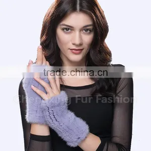 CX-A-08D Wholesale Winter Genuine Mink Fur Knitted Gloves thumbnail-2