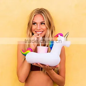 Inflatable Unicorn Cup Holder Drink Float Unicorn Drink Pool Float thumbnail-1