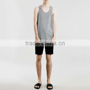 Slim Fit Plain Grey Loose Tank Tops Men Wholesale thumbnail-4