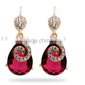 The Red Crystal Pendant Earrings.A Wedding Gift thumbnail-1