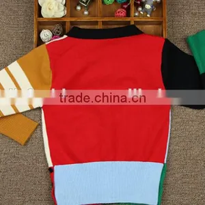 New Design V Neck Contrasted Colors Boys Cardigan Sweater thumbnail-4