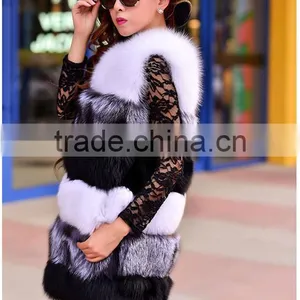 High Quality Hot Sales Type Whole Fox Fur Skin Long Multi Color Vest Winter Coat Warms thumbnail-2