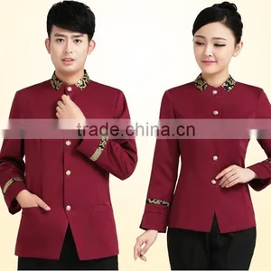 Juqian Custom Elegant High Quality Fashion Waiter and Waitress Reception Hotel Uniform for Autumn Winter thumbnail-2