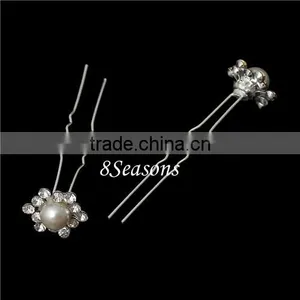 Silver Tone Clear Rhinestone Flower Wedding Party Hairpins Bridal Hair Pins thumbnail-1