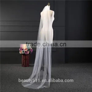 2017 Wholesale Wholesale White Wedding Lace Bridal Veils Fashionable Long Tulle Bridal Veils thumbnail-2