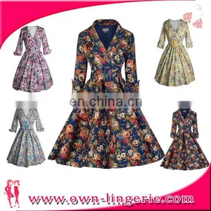 Retro Dress Wholesale Classic Women 1950s 3/4 Sleeve Vintage Rockabilly Swing Dress/party Dress/evening Dress thumbnail-1