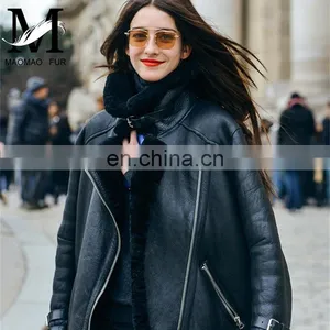2016 Newest European Genuine Sheepskin Ladies Winter Coat Short Women Real Leather Coat thumbnail-2