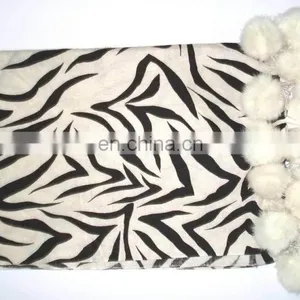 Paiseley Design Shawls With Fur Balls thumbnail-6