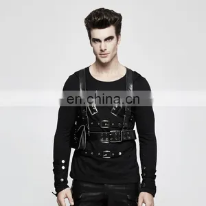 Punk Rave Men's Gothic Black Chest Harness With Pocket S-238 thumbnail-1