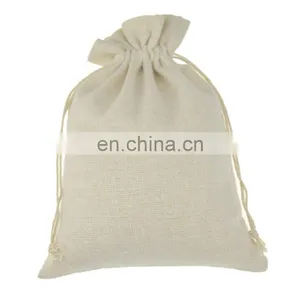 White Cotton Drawstring Pouch With Customized Logo Bag thumbnail-1