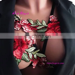 2017 Women Bra Elastic Flower Printed Harness Bralette Crop Top thumbnail-1