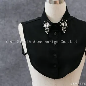 Detachable Black White Women Shirts Fake Collar With Crystal Rhinestone thumbnail-1