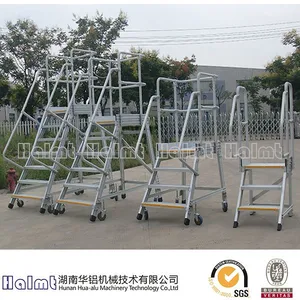 Portable Warehouse Aluminum Ladder With Platform thumbnail-2