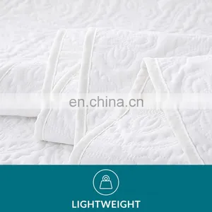 Luxury Sale White Tight Stitches 100% Polyester Woven Quilt Bedspread Set thumbnail-4