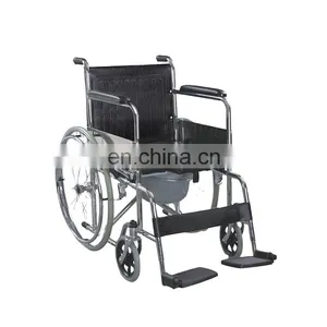 Foldable Lightweight Steel Manual Commode Wheelchair for Disabled thumbnail-1