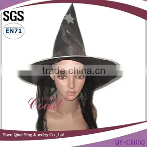 Halloween Party Decorated Witches Hat Design With Synthetic Hair Attached thumbnail-1