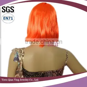 Cheap Short Straight Orange Color Bob Style Synthetic Party Wigs thumbnail-3