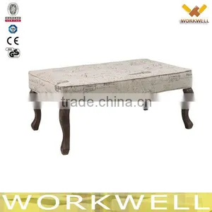 WorkWell Comfortable Living Room Furniture Linen Mixed Fabric Birch Wood Lounge Ottoman Kw-D4214-1 thumbnail-1