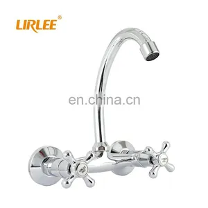 LIRLEE OEM Wall Mounted Kitchen Mixers Sink Taps Double Handles Household Kitchen Faucet Water thumbnail-4