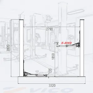 4 Ton Eight Bended Post With Two 2 Post Side Manual Release Hydraulic Car Lift V-LZW-E-2140 thumbnail-4