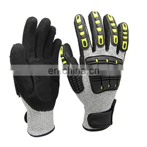 13G HPPE Liner Sandy Nitrile Coated TPR Anti Impact Work Mechanic Cut Resistant Safety Gloves thumbnail-1