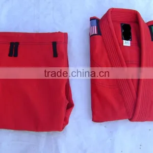 Red BJJ Gis With Contrast Stitching, Drawstring, Loops, Side Vents (Red, White, Blue, Black, Navy Blue,) thumbnail-1