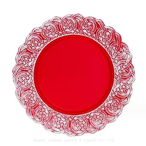 Hot Sale Bulk Wedding Christmas Party Table Decor 13 Inch Gold Retro Round Plastic Charger Plates thumbnail-4