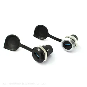 Round Type Zinc Alloy Data Signal Extended Transmission USB3.0 Surface Panel Mount Socket With Dust Cap thumbnail-2