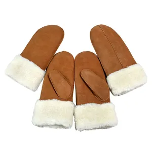Gloves Manufacturer Wholesales Fur Sheep Skin Leather Gloves Mittens for Women and Men Really Sheepskin Gloves thumbnail-5