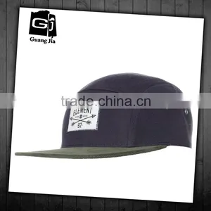 Leather Strap Closure Camping Hat / Made in Guangjia 5 Panel / Snapback Hat thumbnail-1