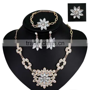 Women Bridal Wedding Jewelry Sets Charm Crystal Flower Pendant Jewelry Sets Shininy Bijoux Femme 2016 thumbnail-3