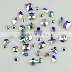 Assorted Shapes Tear Drop, Rectangle, Marquise, Butterfly Flat Back Non Hot-fix Rhinestone for Garmnet Decoration thumbnail-1