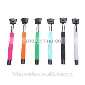 2015 Wholesale Fashion Fodable Pocket Cable Monopod Bluetooth Selfie Stick With Mirror thumbnail-2