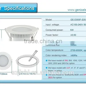 AC100-240V High Quality Non-isloated Driver 3.5inch 5W Led Ceiling Downlights thumbnail-5