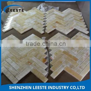 Triple Inspection System Guarantees Good Quality Honey Onyx China Mosaic Tiles thumbnail-1