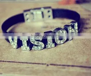 Leather Bracelet With Letter Charms thumbnail-1
