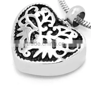 316L Lree of Life Ash Box Black Enamel Heart Pendant Lovely Gifts of Unisex Genre for Friends thumbnail-1