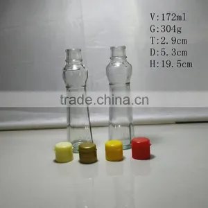 170ml 6oz Unique Shaped Soybean Sauce Glass Bottle With Flip off Lid Quality Choice thumbnail-1