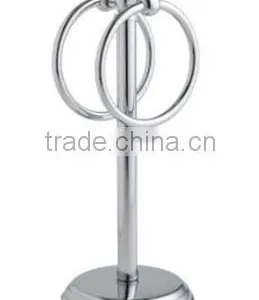 Table Top Free Standing Dual Towel Ring With Round Base in Chrome thumbnail-1