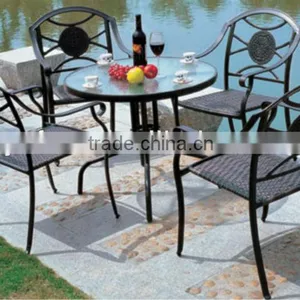 Outdoor Black Cast Aluminum Chair and Table thumbnail-1