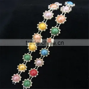 Cheap Plastic Pearl Beaded Lace Trim for Wedding Dress thumbnail-2