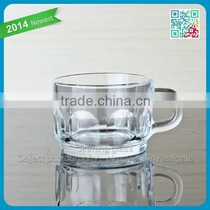 Coffee Glass Cup Fashion Cheap Embossed Coffee Glass Cup Transparent Coffee Glass Cup With Handle thumbnail-1